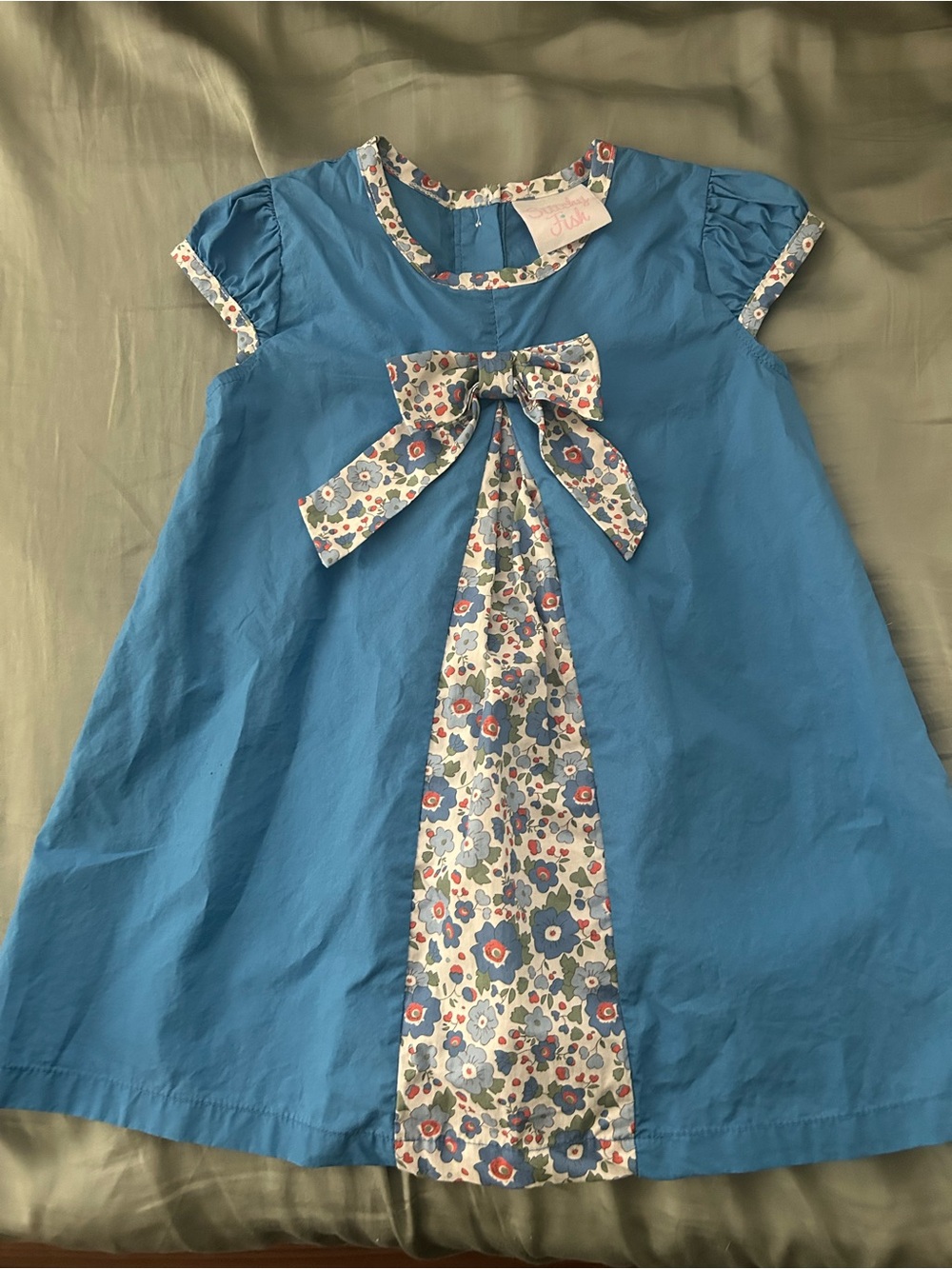 24M Stitchy Fish Blue Floral Bow Girls' Dress